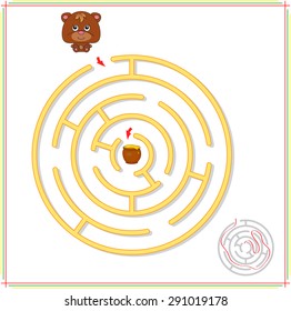 Rabbit or hare must go to carrot and not to fall into the clutches of the wolf. Game for children: go through the maze and find the right answer