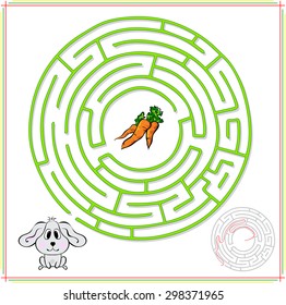 Rabbit or hare must go to carrot. Educational game for children: go through the maze and find the right answer