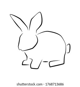 Rabbit or hare outline simple icon. Farm animal icon.