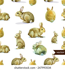 rabbit, hare, pattern, watercolor, background