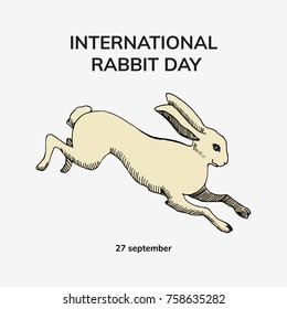 Rabbit or hare running hand drawn vector illustration