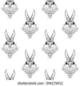 Rabbit hare seamless vector pattern.