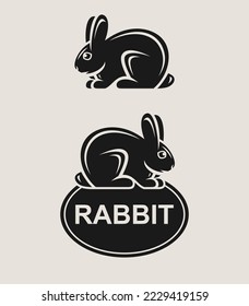 Conejo y liebre. Iconos de conejo de colección. Vector