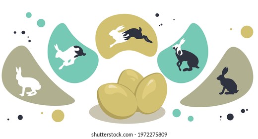 Rabbit, hare, shop, rabbit silhouette. Vector illustration. Easter collection