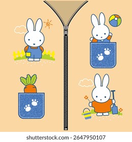 rabbit harvesting carrots
, Animal Cartoon, Flat Vector Illustration