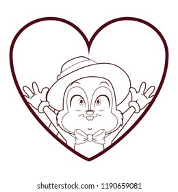 Rabbit with hat and bow
