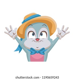Rabbit with hat and bow