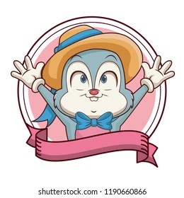 Rabbit with hat cartoon