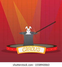 Rabbit in the hat. Circus concept - Vector illustration