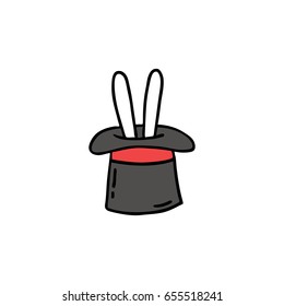 rabbit in hat doodle icon