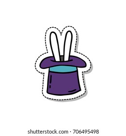 rabbit in hat doodle icon, sticker
