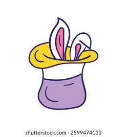 Rabbit Hat doodle icon with white background vector stock illustration
