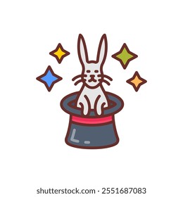 Rabbit in Hat Filled Icons , Vector illustration