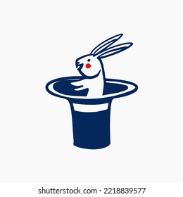 A rabbit in a hat. Hand-drawn vector doodle illustration.