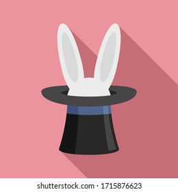Rabbit in hat icon. Flat illustration of rabbit in hat vector icon for web design