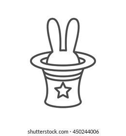 Rabbit in hat icon. Magic trick thin line design