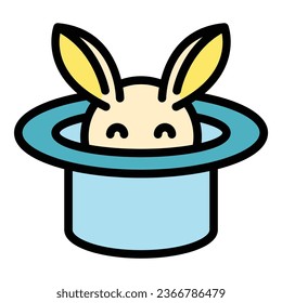 Rabbit hat icon outline vector. Magic cap. Circus show color flat