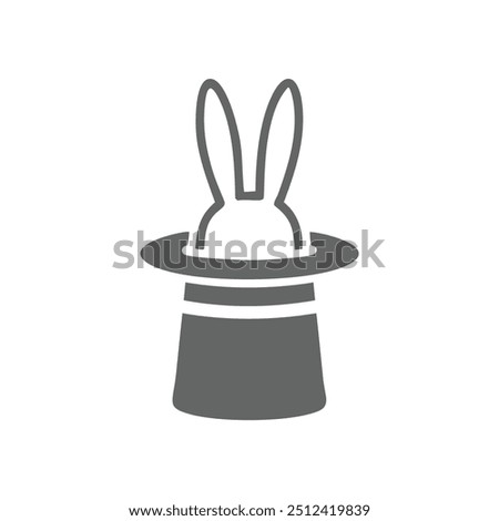 Rabbit in hat icon. Simple graphic design of a rabbit's ears in a top hat, symbolizing illusion and magic.