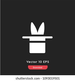  Rabbit in the Hat icon vector, magic symbol. Modern flat vector illustration for web and mobile app