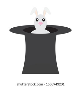 Rabbit in the hat. Magic time - Vector illustration