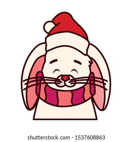 rabbit with hat and scarf in white background vector illustration design