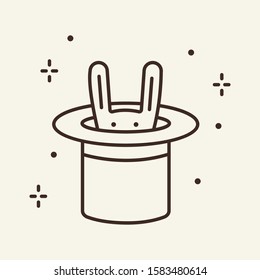 Rabbit in hat thin line icon. Magic trick concept. Vector illustration symbol elements for web design and apps.