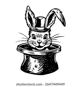 Ilustração de estilo vintage de chapéu de coelho