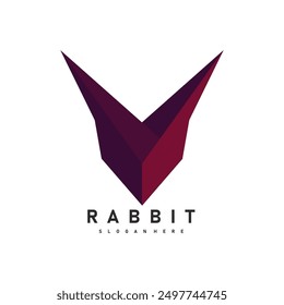 Vector de diseño de ilustración de logotipo 3D abstracto de cabeza de conejo