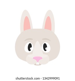 Rabbit. The head of the animal. Cute cartoon character. Isolated vector illustration