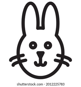 Rabbit Head Animal Icon Outline White Background Vector Illustration