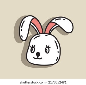 Rabbit head cartoon vector illustration.