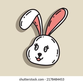 Rabbit head cartoon vector illustration.