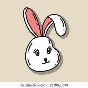 Rabbit head cartoon vector illustration.