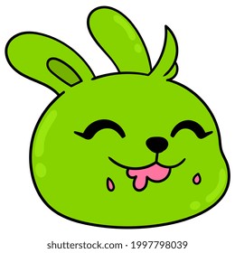 Rabbit head is chewing food, vector illustration carton emoticon. doodle icon drawing