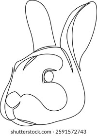 Rabbit head continuous one line drawing. Single line bunny animal design. Vector illustration.