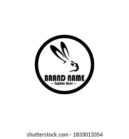 rabbit head design logo with cute two ears