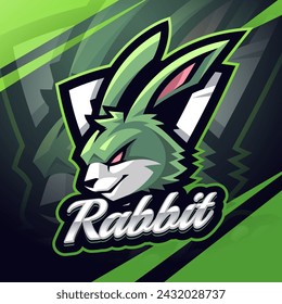 Rabbit head esport mascot logo design