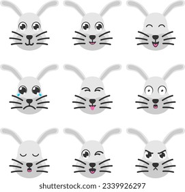 Colección de conjunto de iconos de Cabeza de Conejo