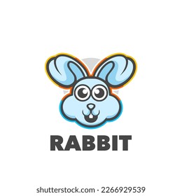 Logo de diseño divertido de cabeza de conejo