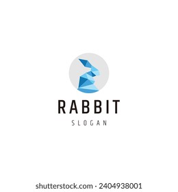 Rabbit head geometric gradient logo icon design