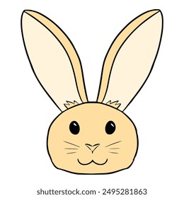 rabbit head icon illustration hand drawn isolated vector