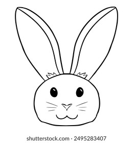 rabbit head icon illustration hand drawn outline isolated vector