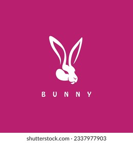 rabbit head illustration logo on pink background