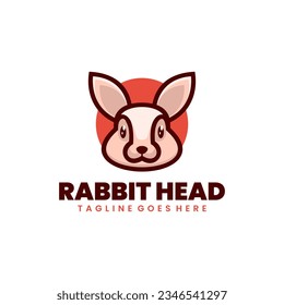 rabbit head illustration mascot logo design