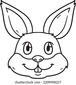 Rabbit Head Isolated Coloring Page for Kids