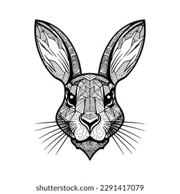 Rabbit head isolated on white background. vector illustration.