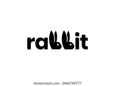 Rabbit Head Lettering Letter Mark Logo Design