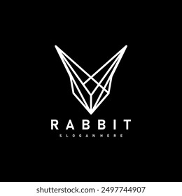 rabbit head line logo illustration design vector