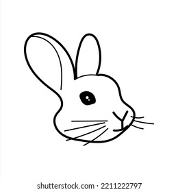 Rabbit head in linear style. Hand drawn rabbit isolated on white background. vector eps10