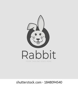 Rabbit head Logo. Cute cartoon bunny vector illustration